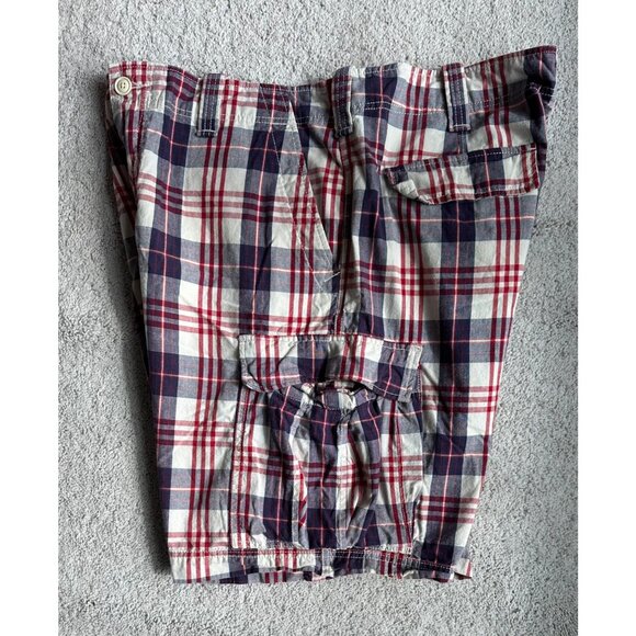 Vtg Polo Jeans Company Ralph Lauren Red White Blue Sz 40 Plaid Cargo Short - Picture 7 of 10